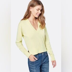 Joie V-Neck Sweater 100% Cashmere Green Yellow Size Small